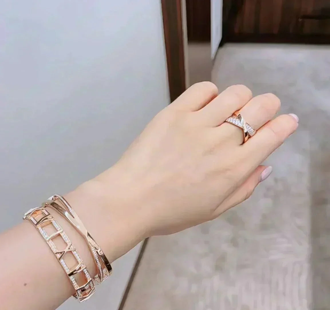 [Resenly Jewelry]ナロー ヒンジ バングル ダイヤモンド付き スモール
