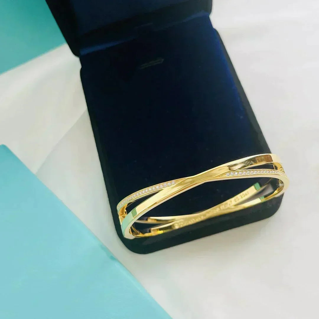 [Resenly Jewelry]ナロー ヒンジ バングル ダイヤモンド付き スモール