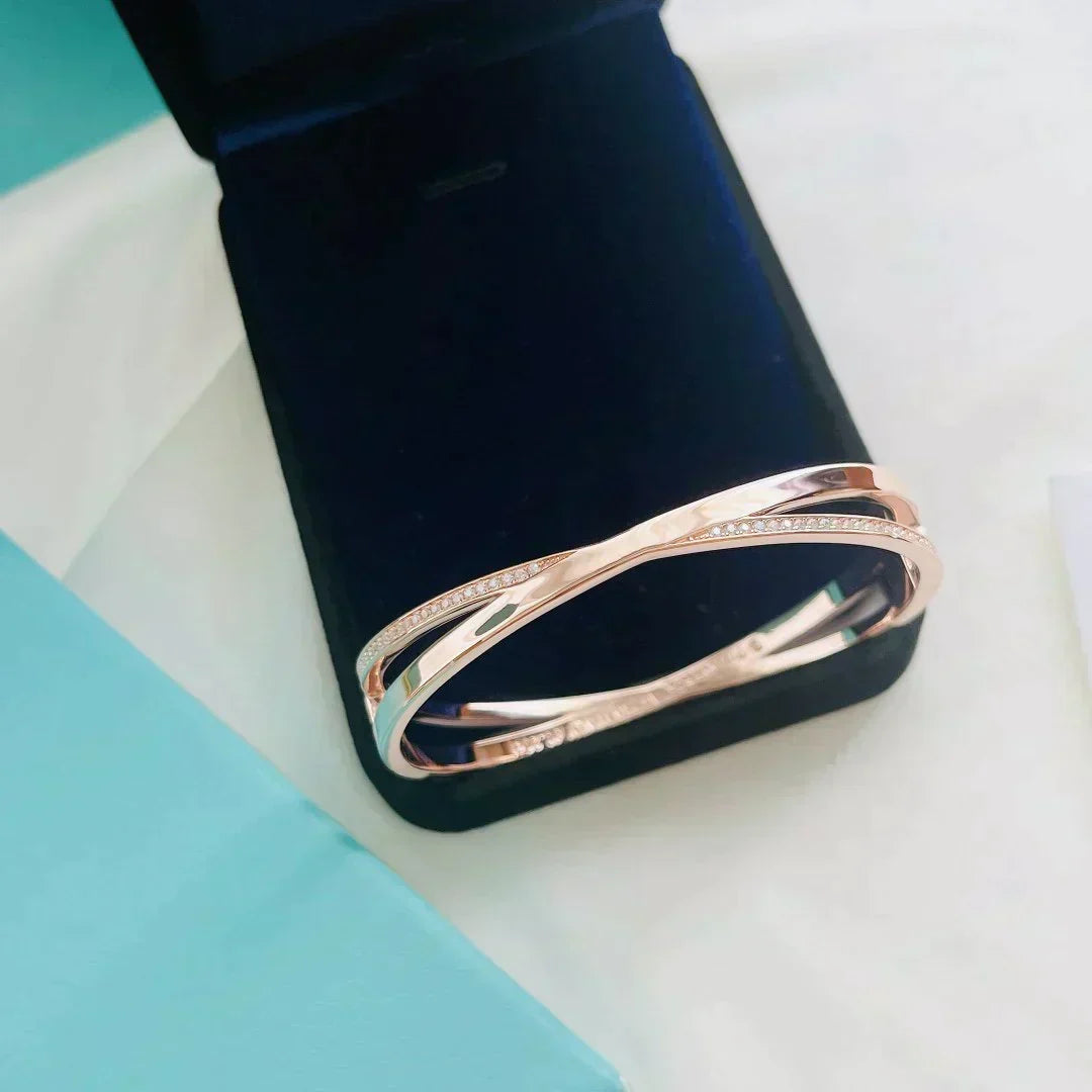 [Resenly Jewelry]ナロー ヒンジ バングル ダイヤモンド付き スモール
