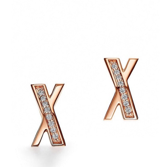 [Resenly Jewelry] X イヤリング ローズゴールド ダイヤモンド