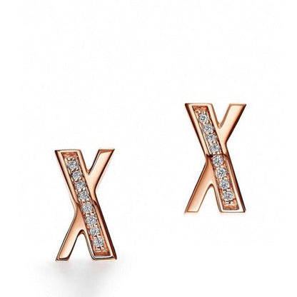 [Resenly Jewelry] X イヤリング ローズゴールド ダイヤモンド