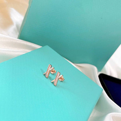 [Resenly Jewelry] X イヤリング ローズゴールド ダイヤモンド