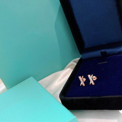 [Resenly Jewelry] X イヤリング ローズゴールド ダイヤモンド