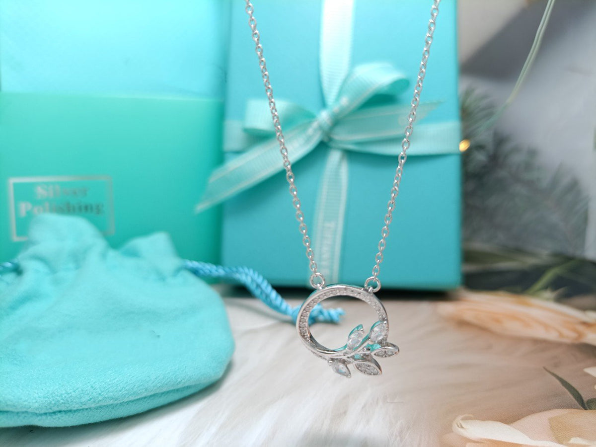 [Resenly Jewelry] ダイヤモンド ヴァイン サークル ペンダント プラチナ ネックレス