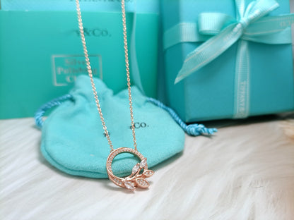 [Resenly Jewelry] ダイヤモンド ヴァイン サークル ペンダント プラチナ ネックレス
