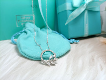 [Resenly Jewelry] ダイヤモンド ヴァイン サークル ペンダント プラチナ ネックレス