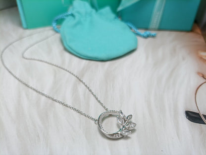 [Resenly Jewelry] ダイヤモンド ヴァイン サークル ペンダント プラチナ ネックレス