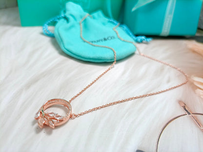 [Resenly Jewelry] ダイヤモンド ヴァイン サークル ペンダント プラチナ ネックレス