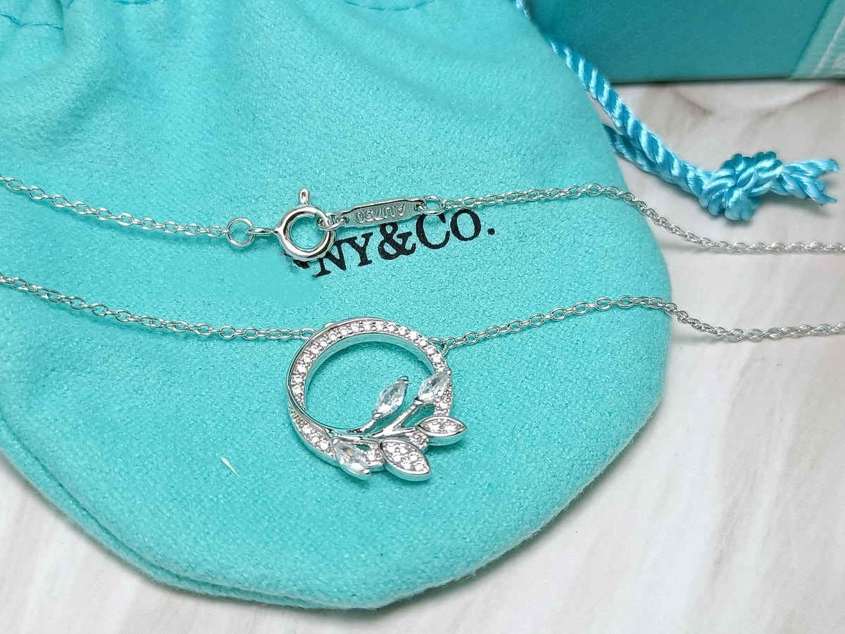 [Resenly Jewelry] ダイヤモンド ヴァイン サークル ペンダント プラチナ ネックレス