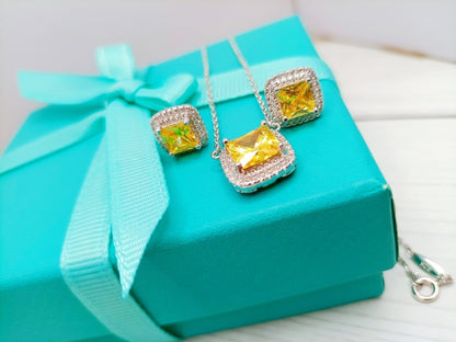 [Resenly Jewelry]SPARKLERS CITRINE GEMSTONE PENDANT NECKLACE STERLING SILVER