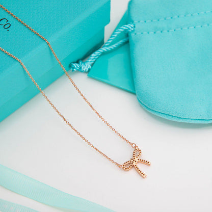 [Resenly Jewelry] リボンネックレス ボウペンダント ダイヤモンドチャームチェーン