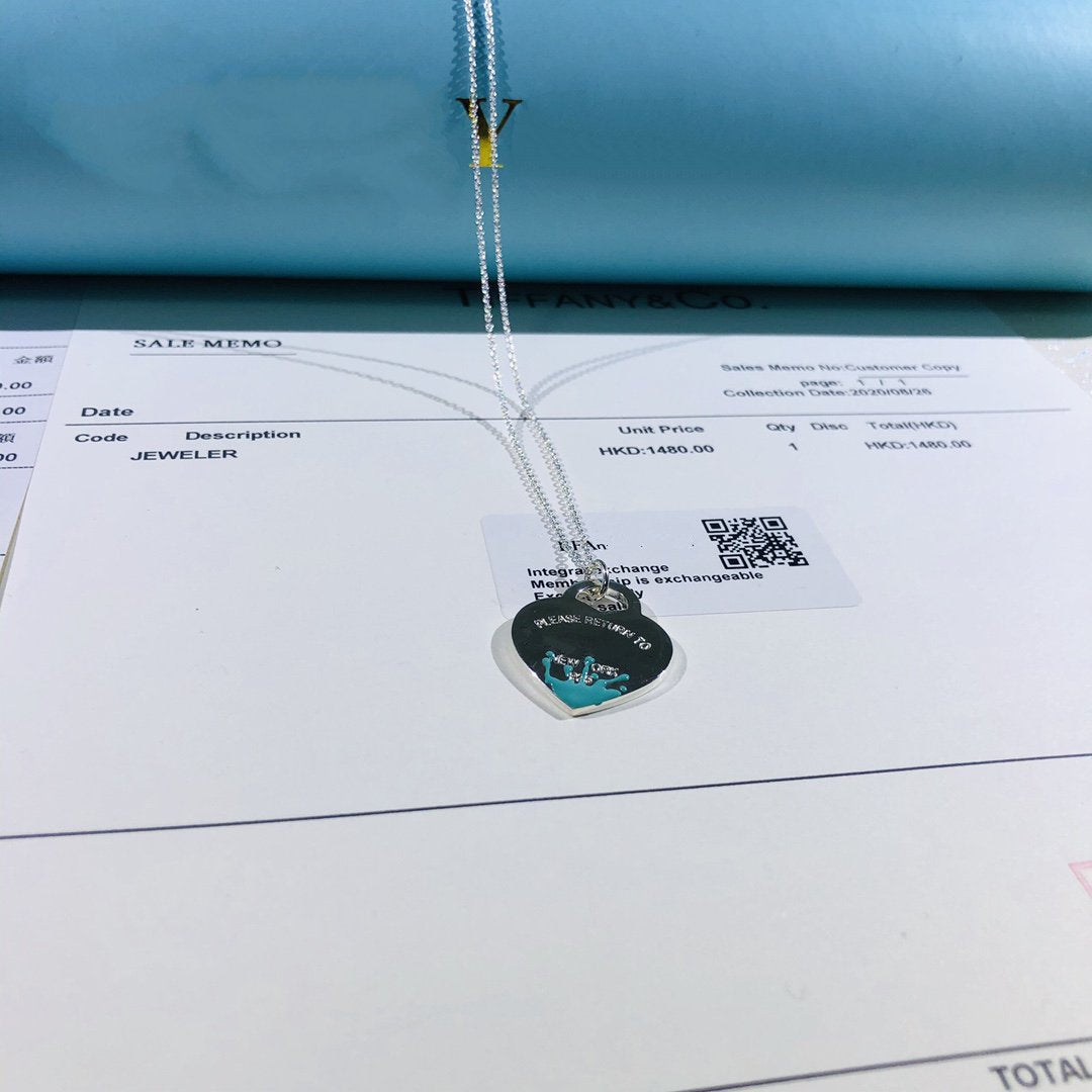 [Resenly Jewelry]COLOUR HEART SPLASH TAG NECKLACE