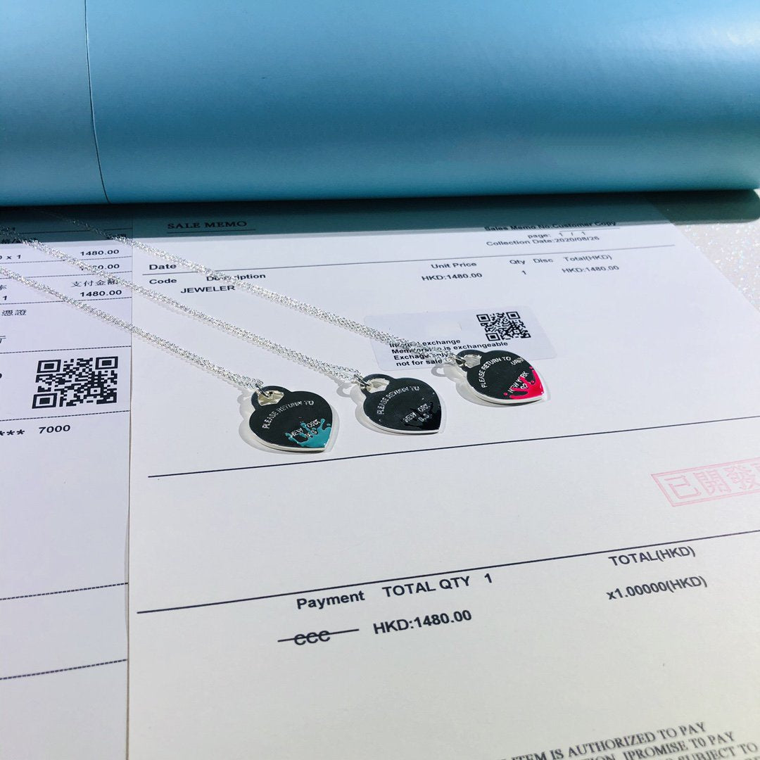 [Resenly Jewelry]COLOUR HEART SPLASH TAG NECKLACE