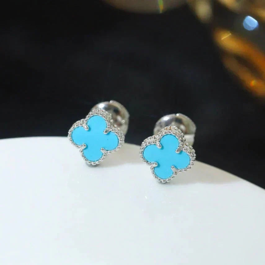[Resenly Jewelry] クローバー ミニ 9.5MM オニキス スタッドピアス シルバー