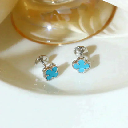[Resenly Jewelry] クローバー ミニ 9.5MM オニキス スタッドピアス シルバー