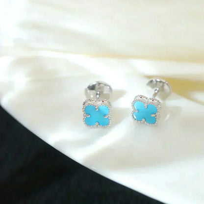 [Resenly Jewelry] クローバー ミニ 9.5MM オニキス スタッドピアス シルバー