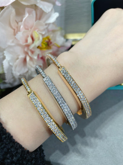 [Resenly Jewelry]LOCK BRACELET DIAMOND PAVED