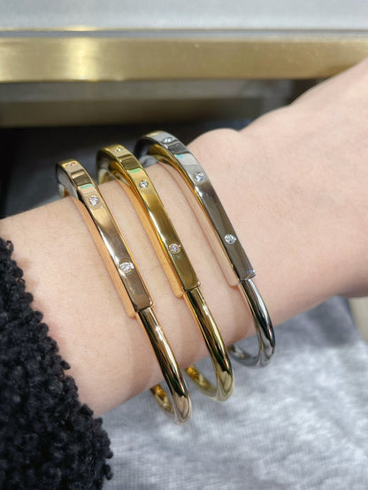 [Resenly Jewelry]LOCK BRACELET 8 DIAMOND