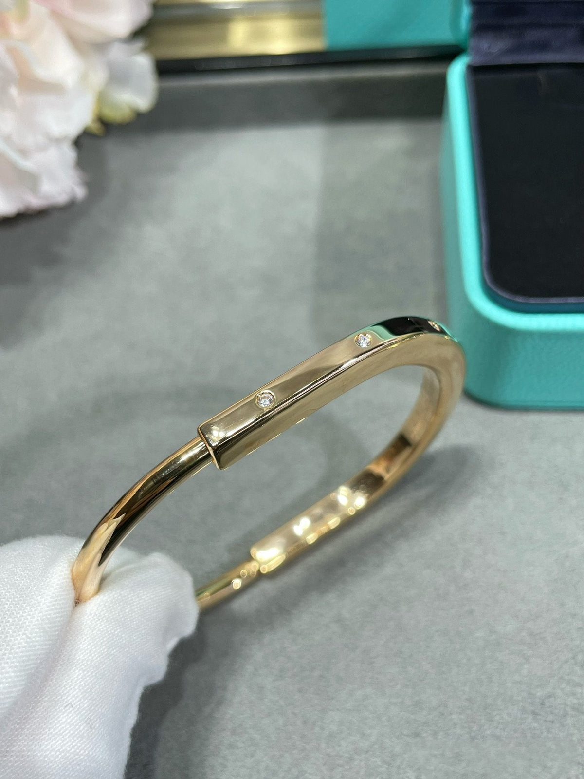[Resenly Jewelry]LOCK BRACELET 8 DIAMOND