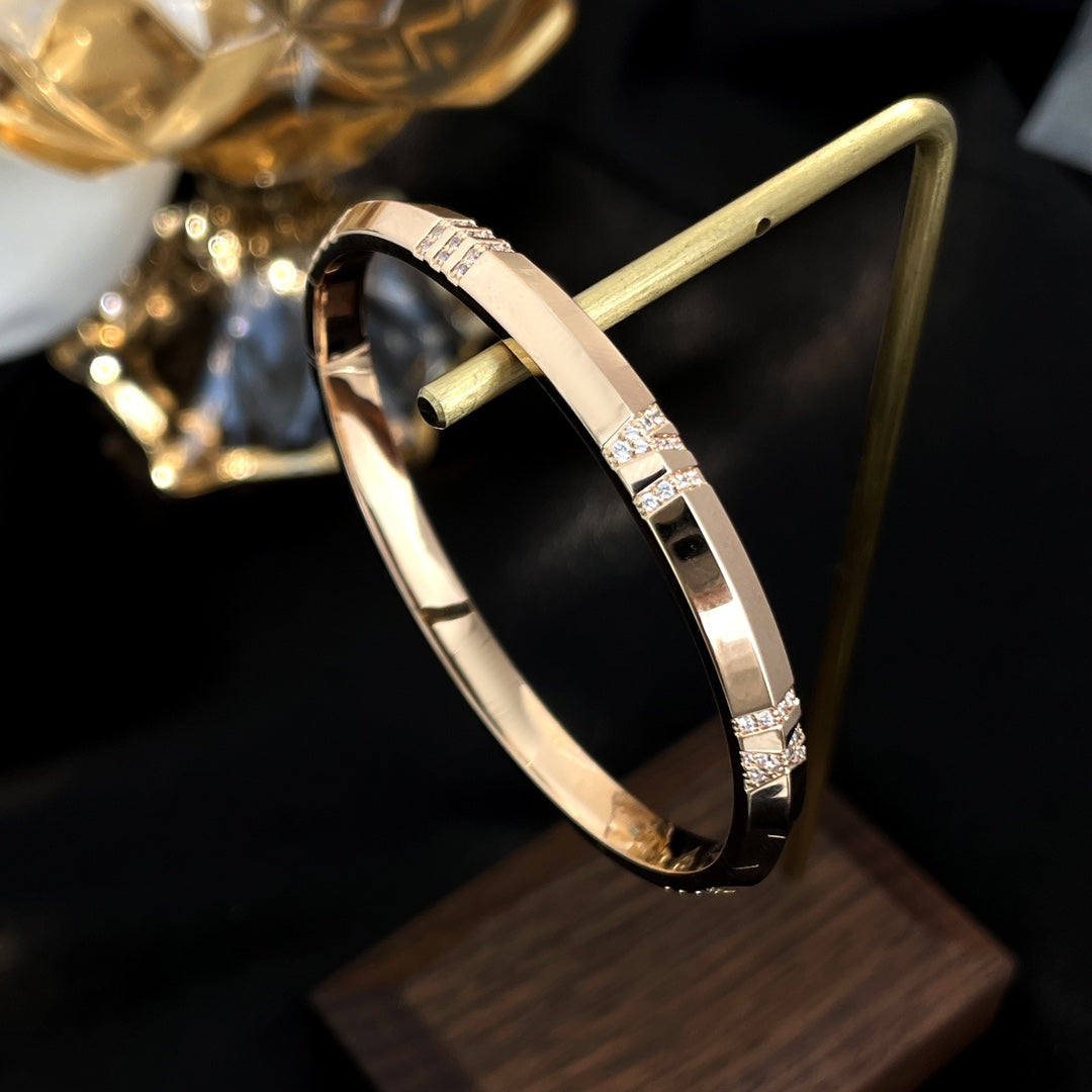 [Resenly Jewelry]ATLAS BRACELET 6MM DIAMOND PINK GOLD