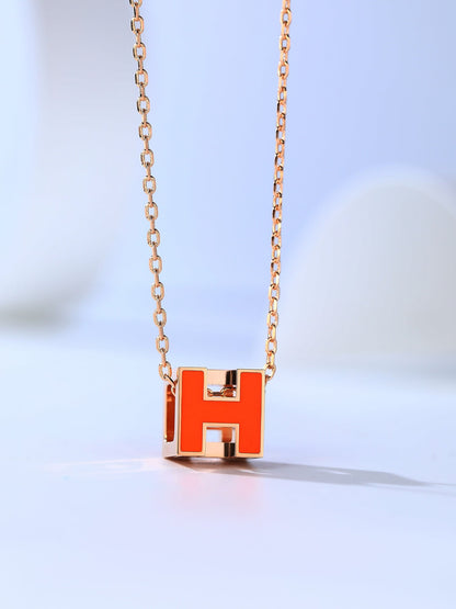 [Resenly Jewelry]H CAGE PINK GOLD NECKLACE