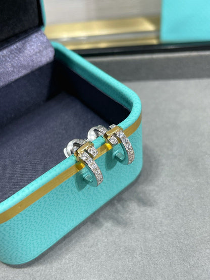 [Resenly Jewelry]エッジ ダイヤモンド ピンクゴールド ピアス