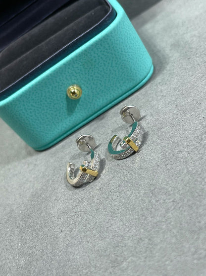 [Resenly Jewelry]エッジ ダイヤモンド ピンクゴールド ピアス