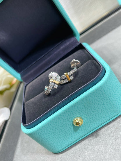 [Resenly Jewelry]エッジ ダイヤモンド ピンクゴールド ピアス