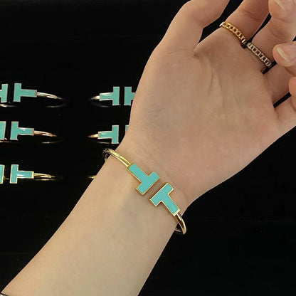 [Resenly Jewelry]T WIDE TURQUOISE OPEN BRACELET