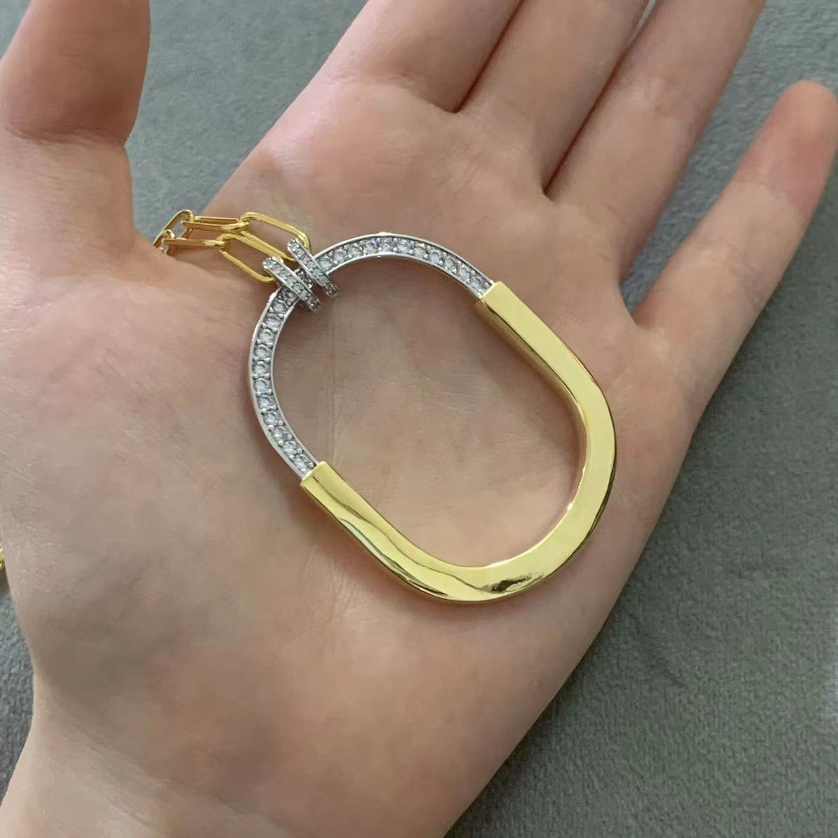 [Resenly Jewelry]LOCK DIAMOND NECKLACE