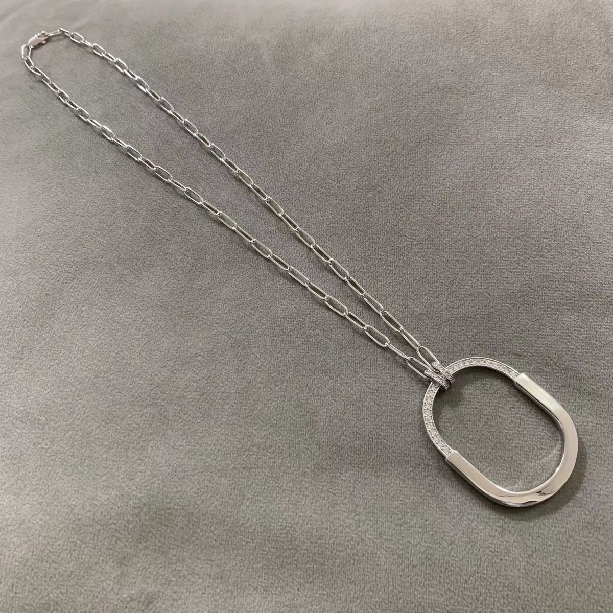 [Resenly Jewelry]LOCK DIAMOND NECKLACE