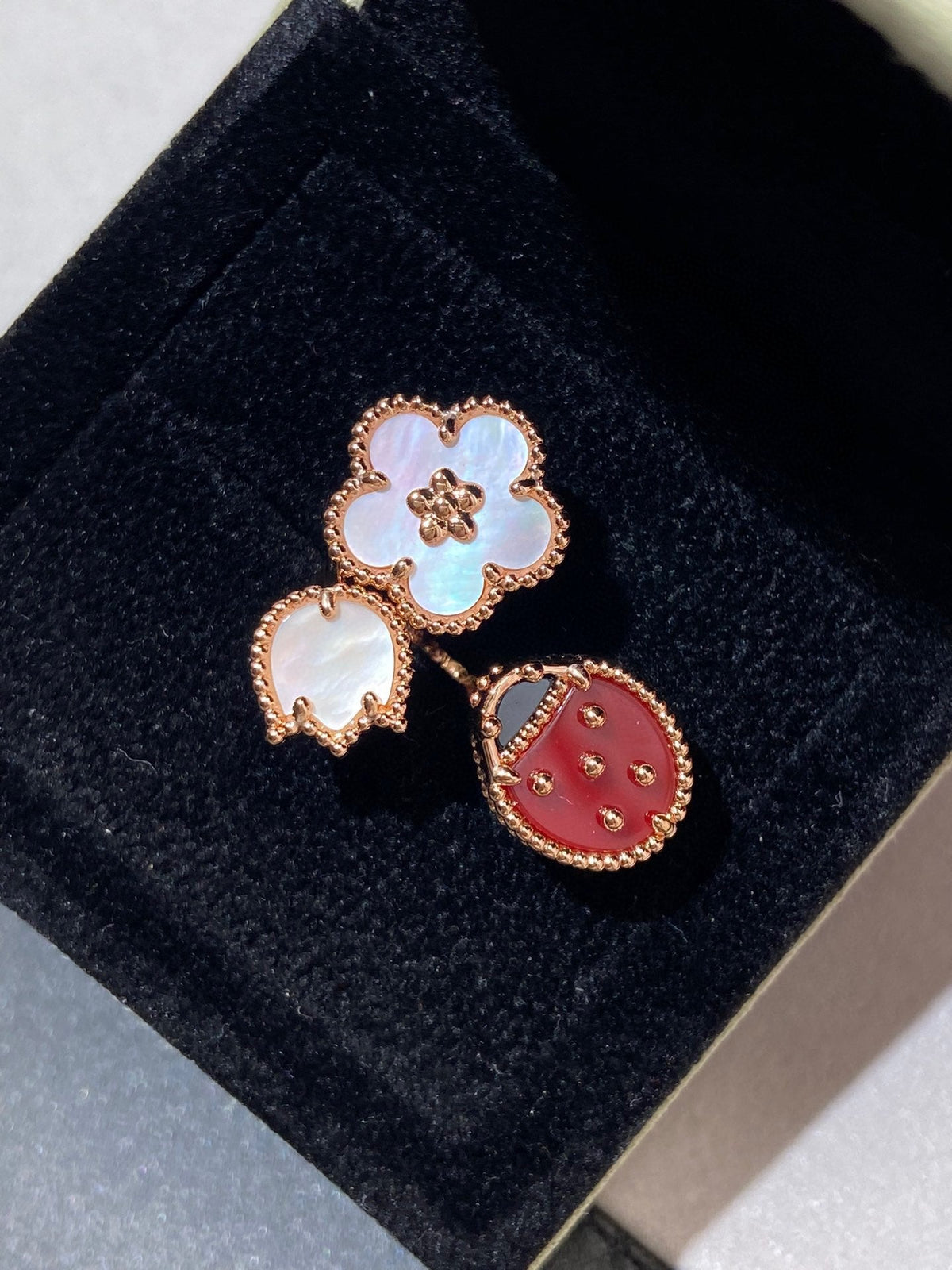 [Resenly Jewelry]LUCKY 3 MOTIF ROSE GOLD RING