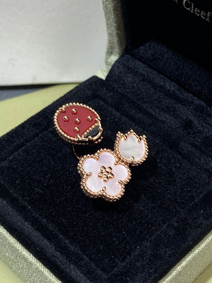 [Resenly Jewelry]LUCKY 3 MOTIF ROSE GOLD RING