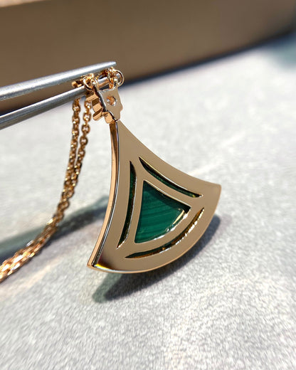 [Resenly Jewelry]DREAM MALACHITE DIAMOND PAVED PINK GOLD NECKLACE