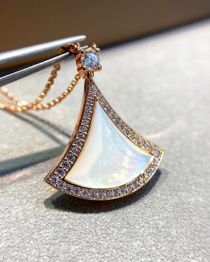 [Resenly Jewelry]DREAM MOP DIAMOND PAVED PINK GOLD NECKLACE