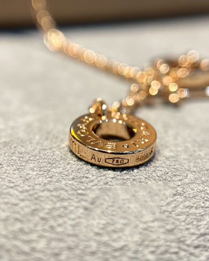 [Resenly Jewelry]DREAM MOP DIAMOND PAVED PINK GOLD NECKLACE