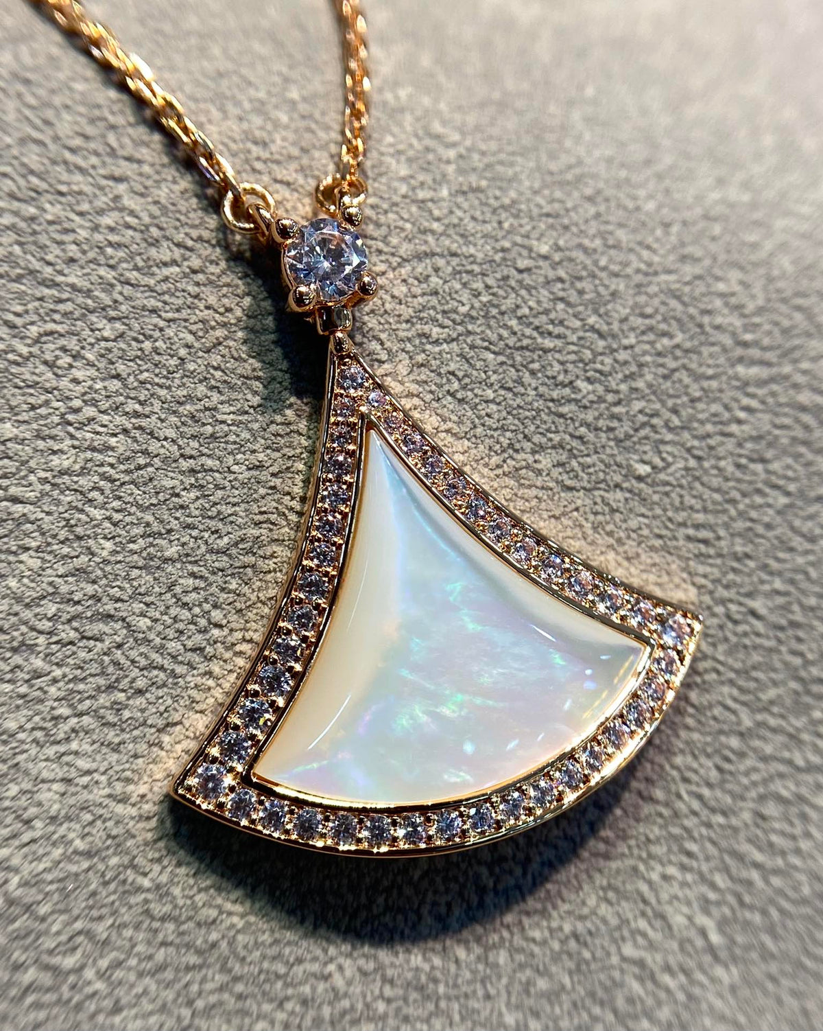 [Resenly Jewelry]DREAM MOP DIAMOND PAVED PINK GOLD NECKLACE