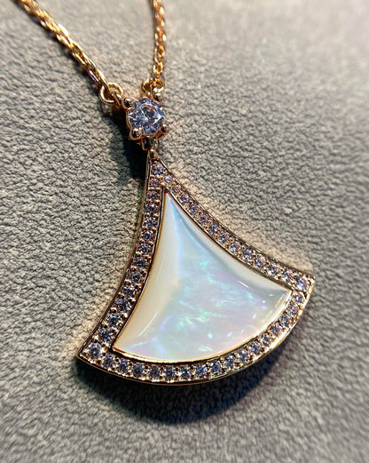 [Resenly Jewelry]DREAM MOP DIAMOND PAVED PINK GOLD NECKLACE