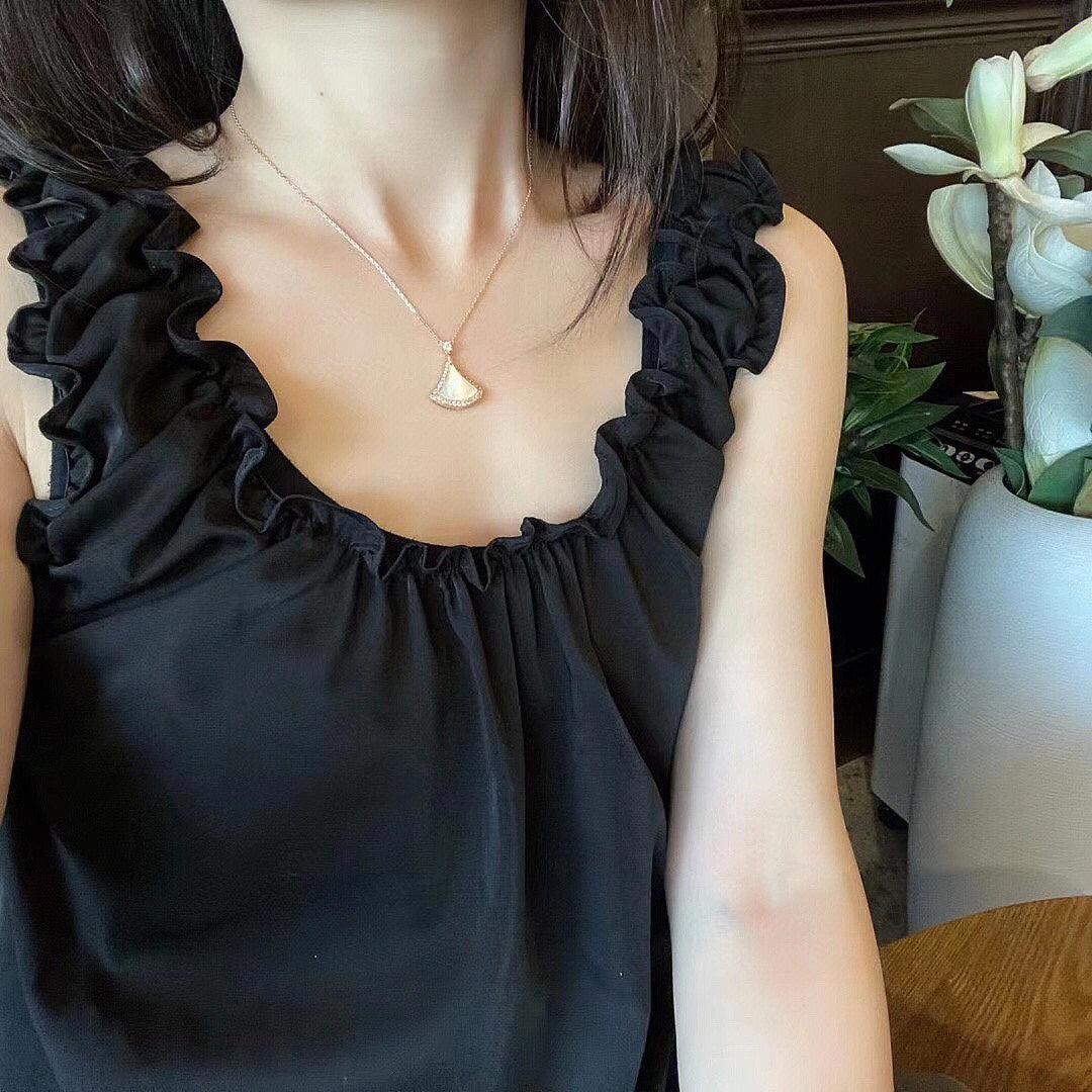 [Resenly Jewelry]DREAM MOP DIAMOND PAVED PINK GOLD NECKLACE