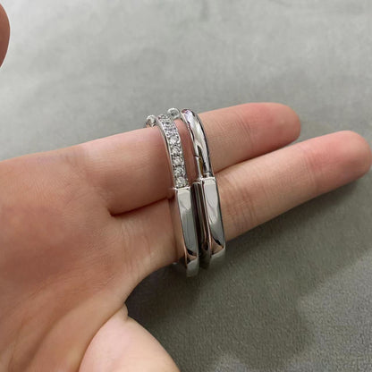 [Resenly Jewelry]LOCK MEDIUM DIAMNOND EARRINGS