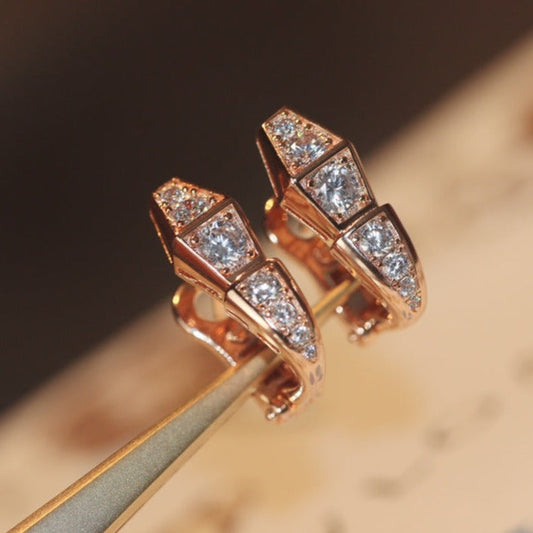 [Resenly Jewelry]SERPENT PINK GOLD DIAMOND EARRINGS