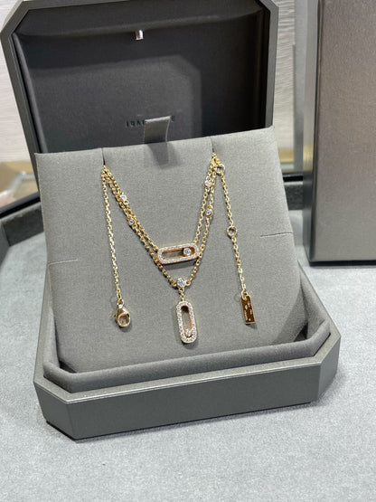 [Resenly Jewelry]MOVE 2 ROW DIAMOND NECKLACE