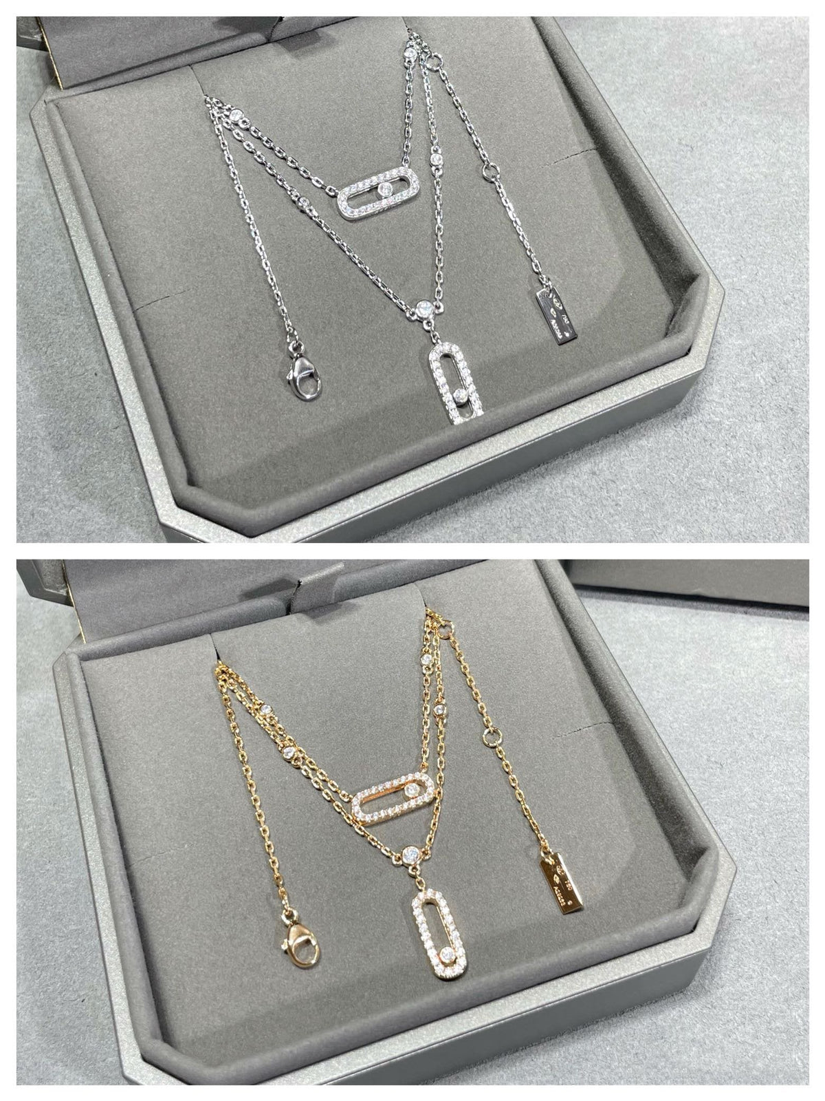 [Resenly Jewelry]MOVE 2 ROW DIAMOND NECKLACE