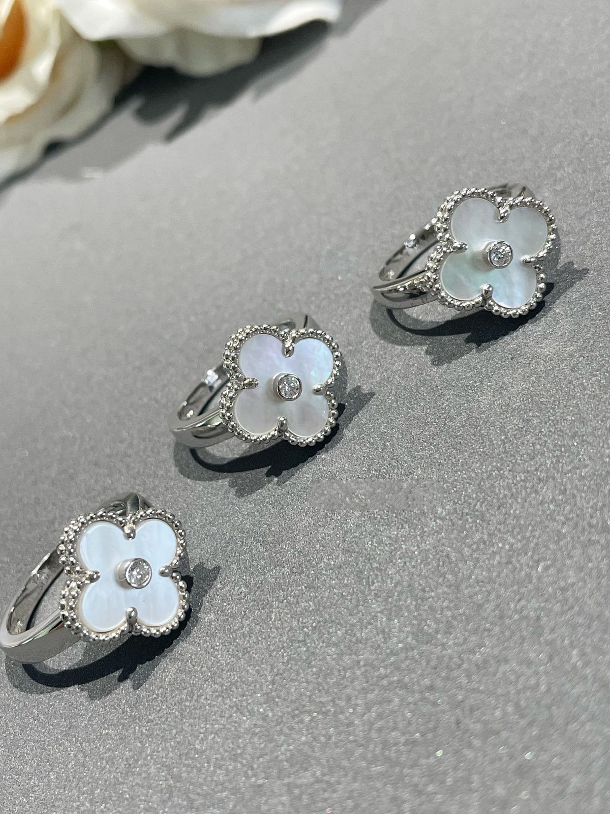 [Resenly Jewelry]CLOVER SILVER MOP DIAMOND RING