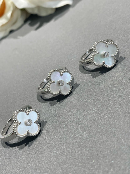 [Resenly Jewelry]CLOVER SILVER MOP DIAMOND RING