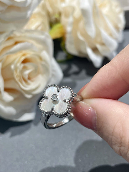 [Resenly Jewelry]CLOVER SILVER MOP DIAMOND RING