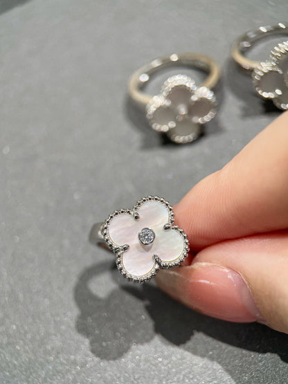 [Resenly Jewelry]CLOVER SILVER MOP DIAMOND RING