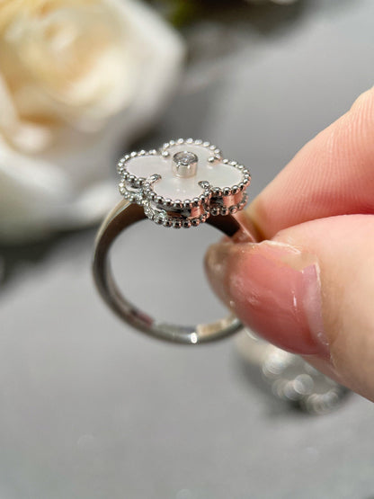 [Resenly Jewelry]CLOVER SILVER MOP DIAMOND RING