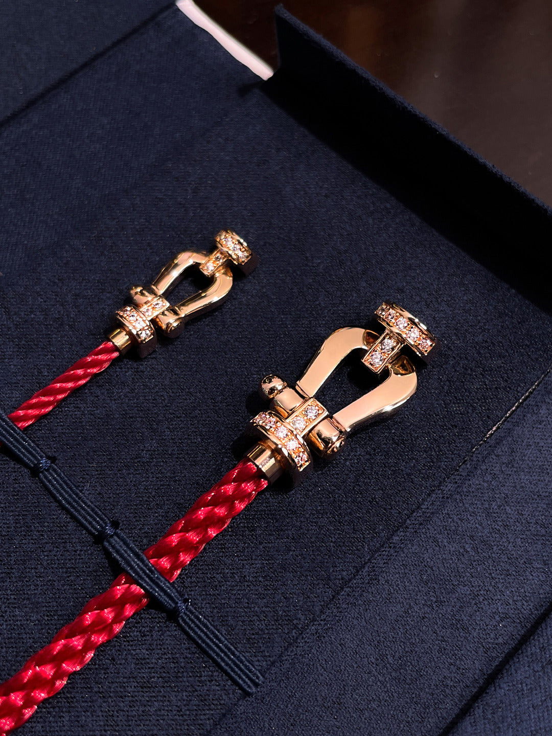 [Resenly Jewelry]FORCE 10 HALF DIAMOND PINK GOLD RED CORDERI LARGE AND MEDIUM MODEL