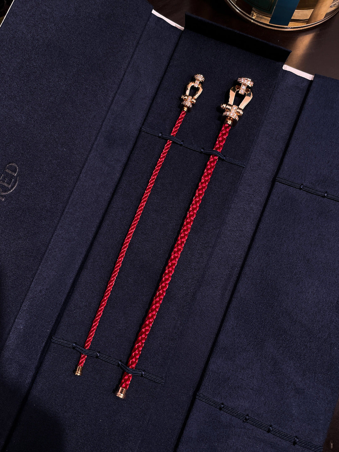 [Resenly Jewelry]FORCE 10 HALF DIAMOND PINK GOLD RED CORDERI LARGE AND MEDIUM MODEL
